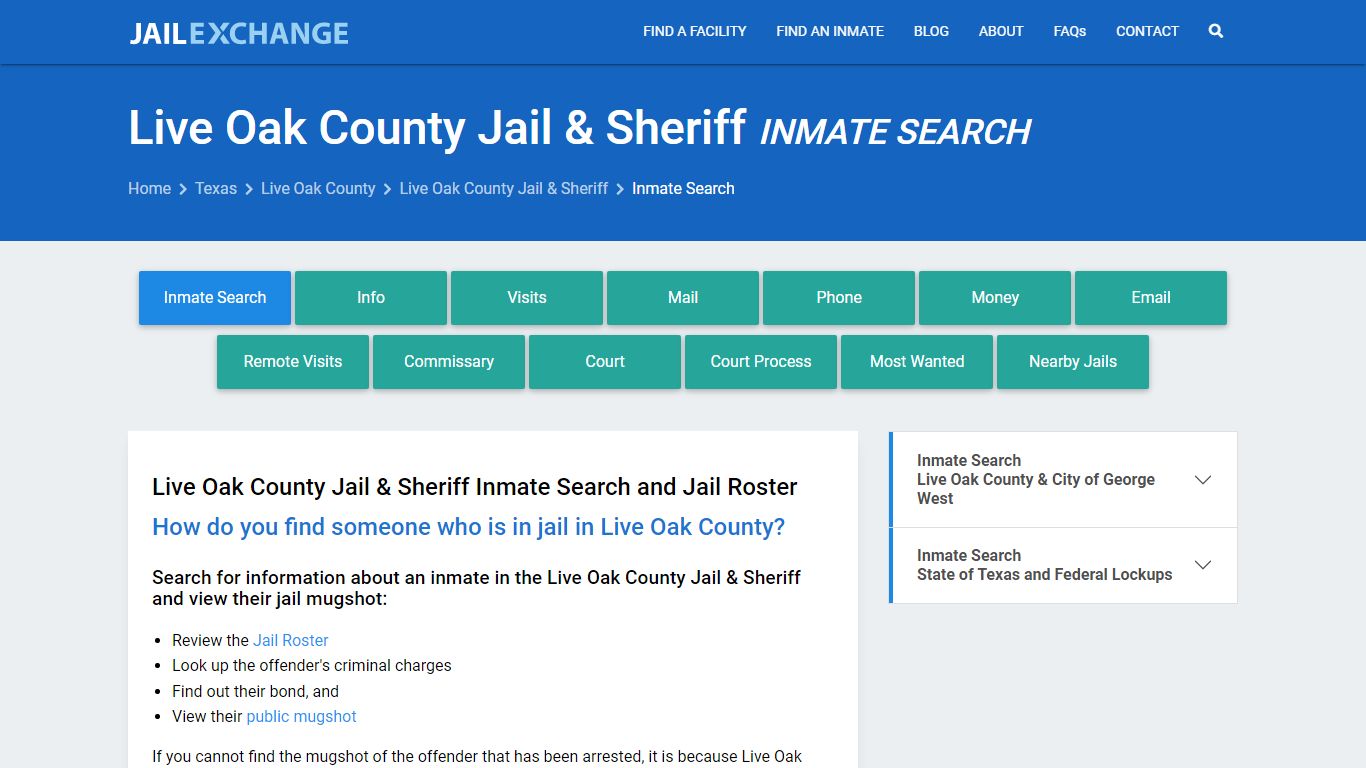 Live Oak County Jail & Sheriff Inmate Search - Jail Exchange
